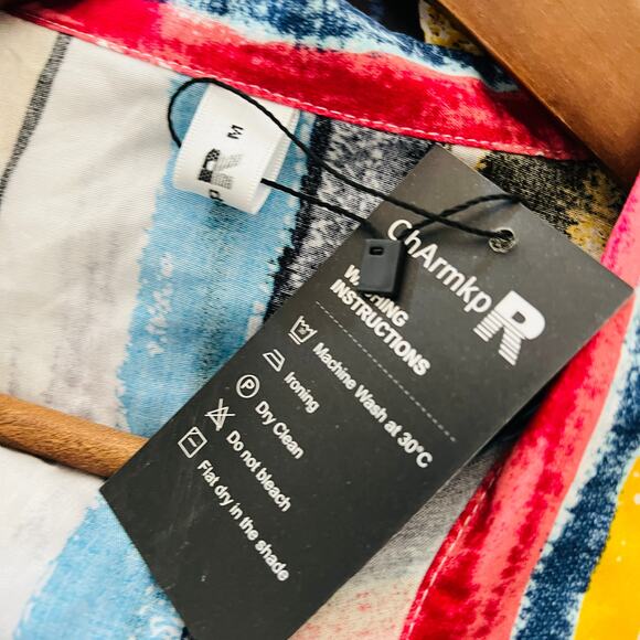 NEW! CharmKpR Button Up Shirt Short Sleeve Mod Stripe - M - Picture 4 of 4